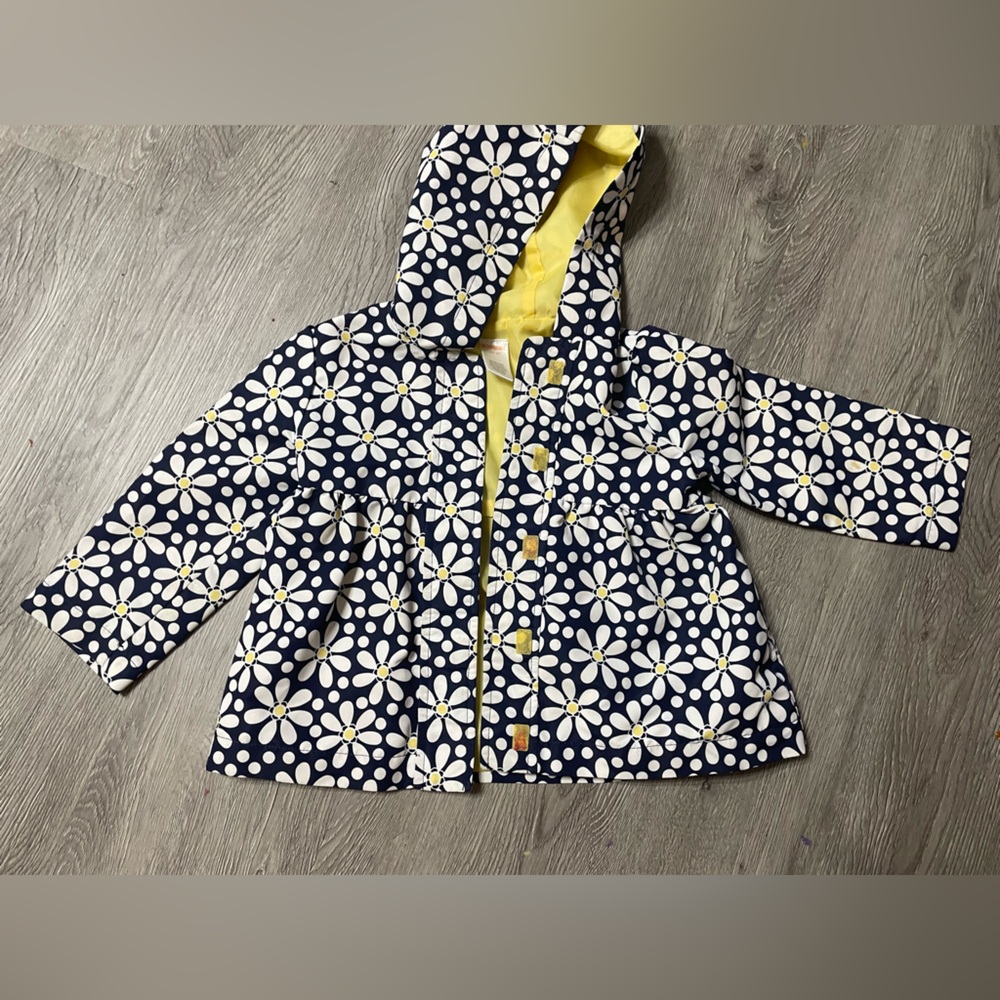 Gymboree Navy and Yellow Floral Kids Raincoat 2/3 years